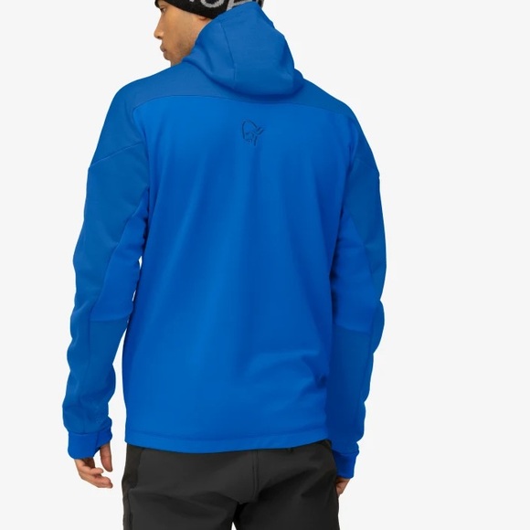 Norrona Trollveggan Power Stretch Pro Zip Hood Jacket Size L Two Tone Blue EUC - Picture 2 of 14